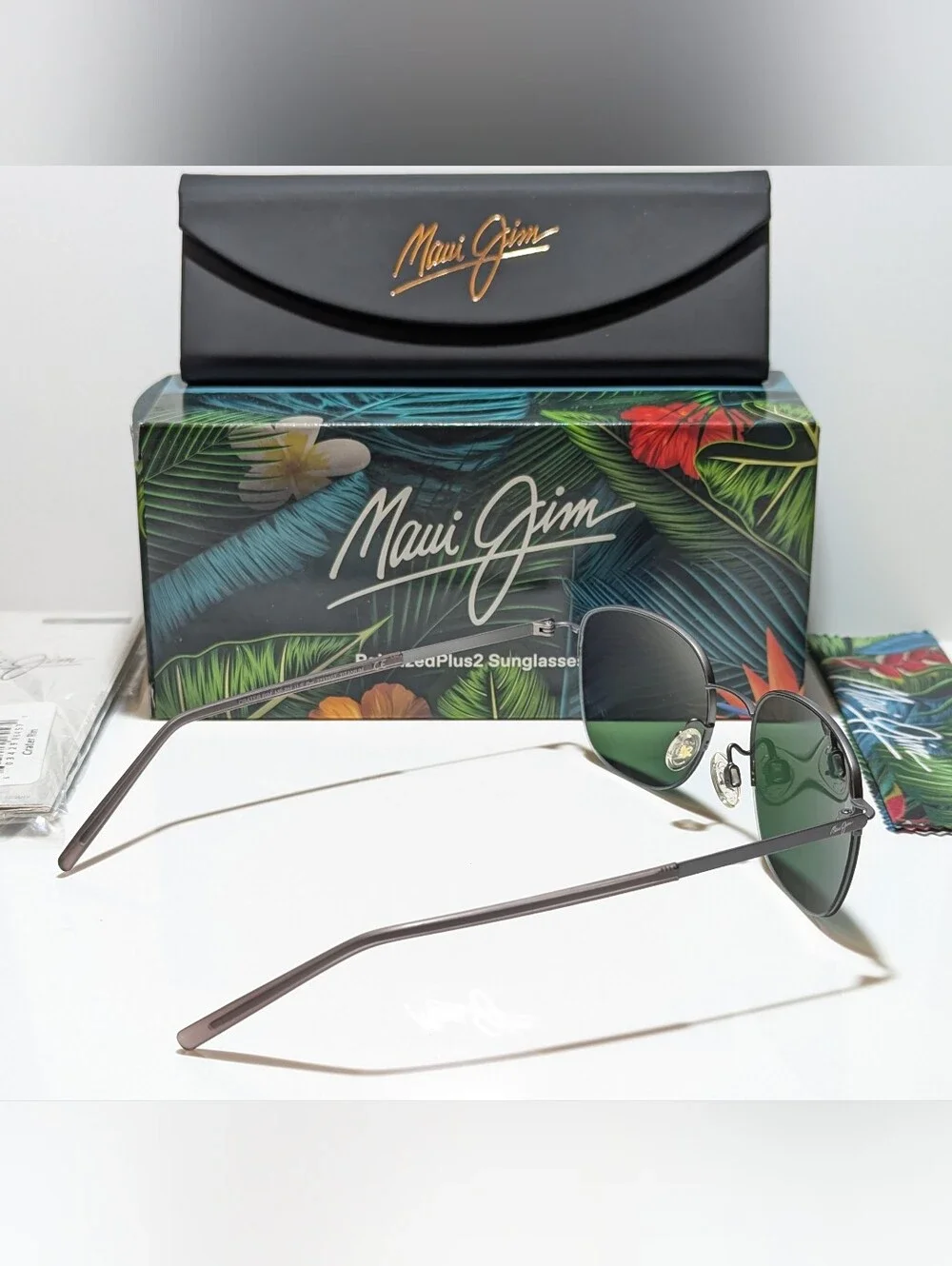 NEW Maui Jim Crater Rim Gunmetal Polarized Blue Hawaii Lens Sunglasses B824-02S